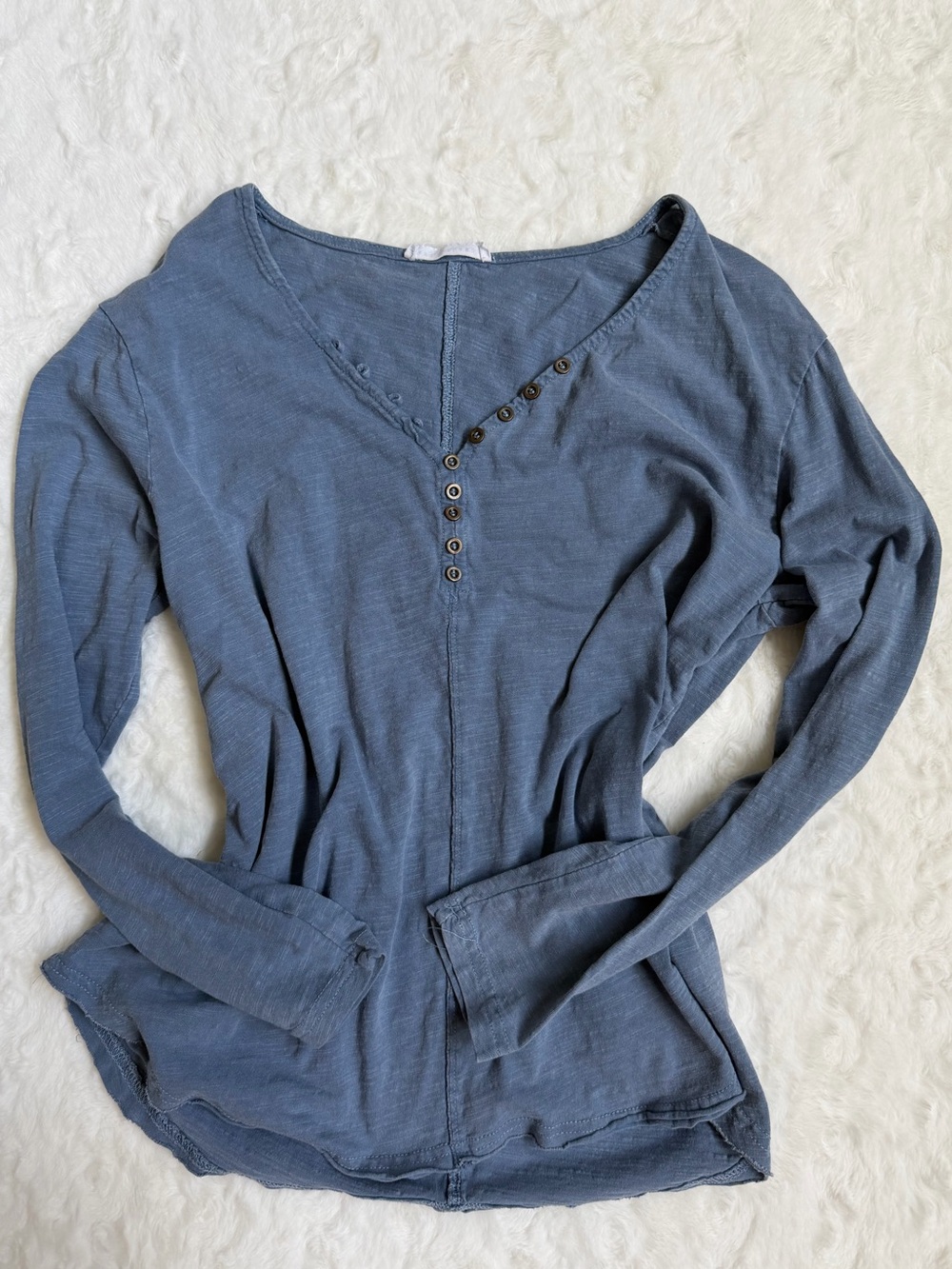 Jane and Delancey Blue Long-Sleeve Henley Top